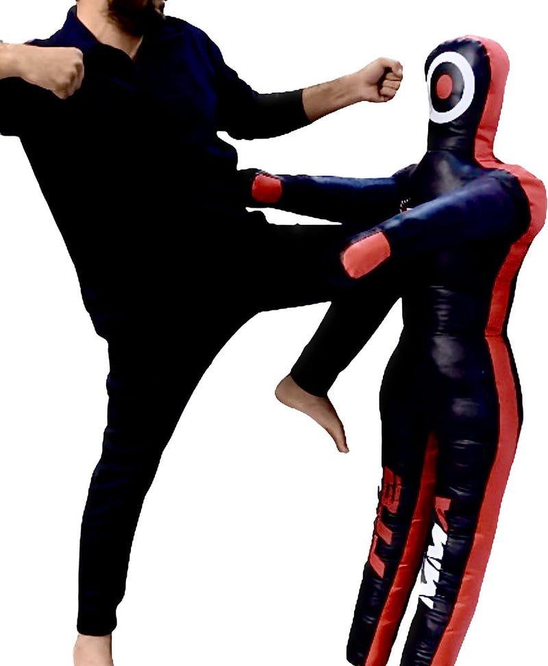 Wrestling Dummy Grappling Dummy PU Leather BJJ MMA Judo Karate Adult Jiu Jitsu Dummy - Un-Filled (Black, 6ft / 72 inches)